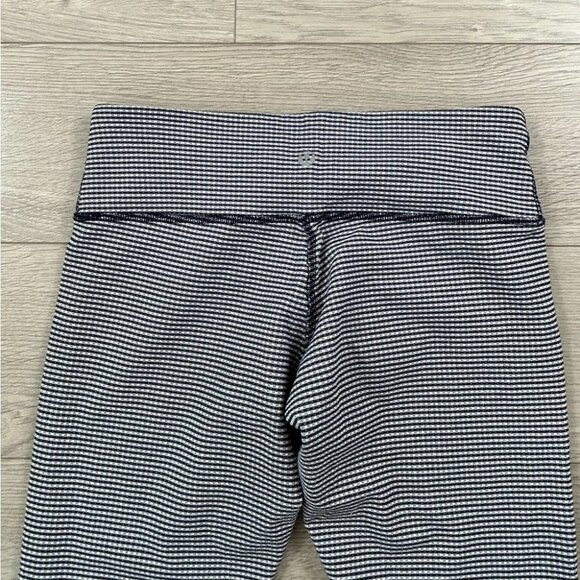 Lululemon Wunder Under Crop Leggings Gingham Luon White Blue - Picture 7 of 14